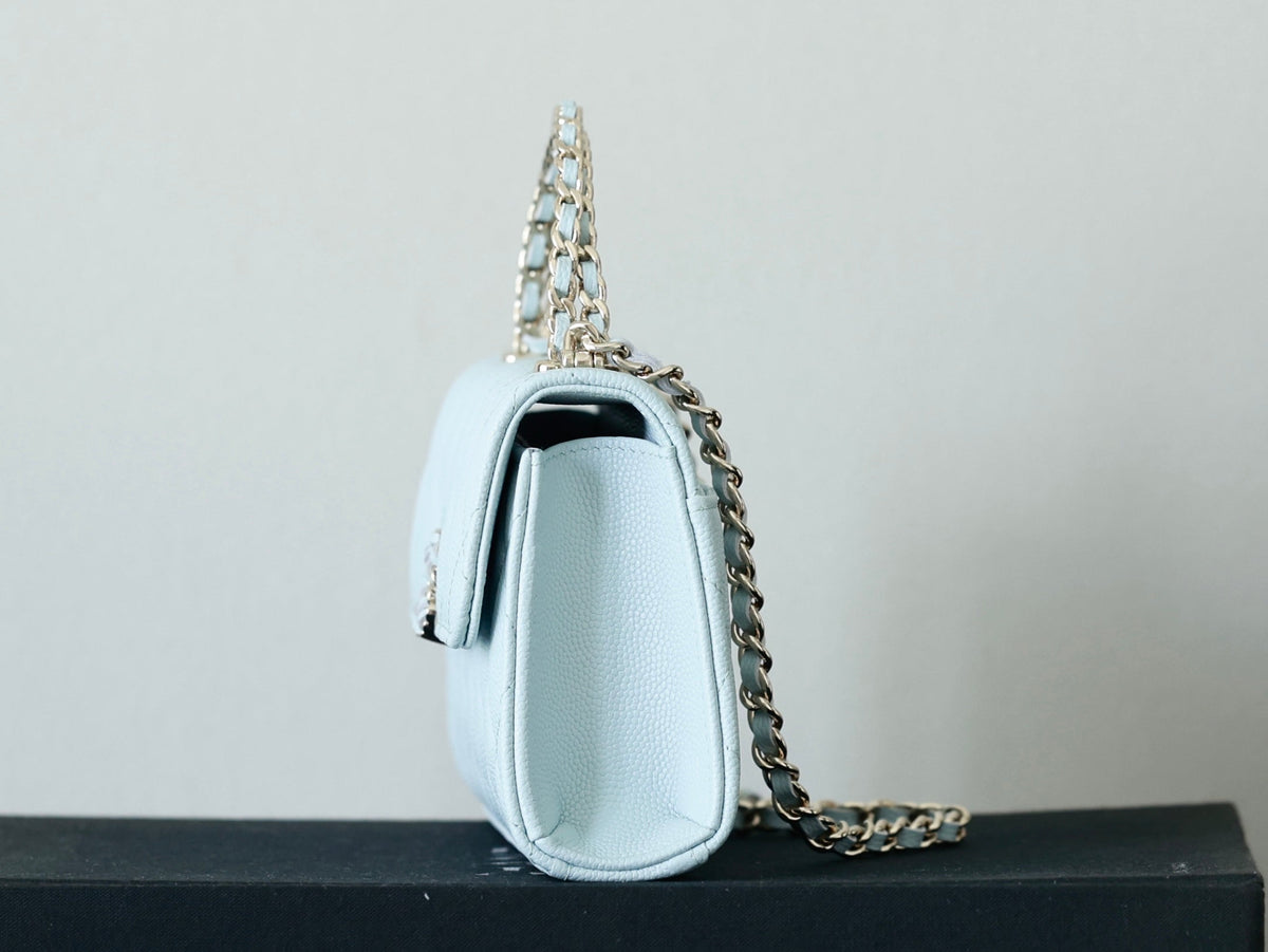 Chanel 25S Kelly in Pastel Blue Lambskin with Silver Hardware Bag
