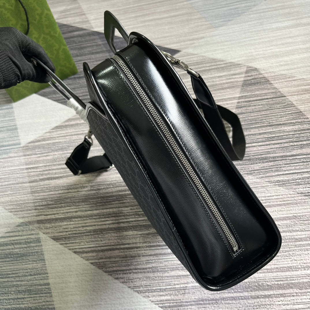 Gucci Briefcase 40 with Interlocking G Black Canvas Bag