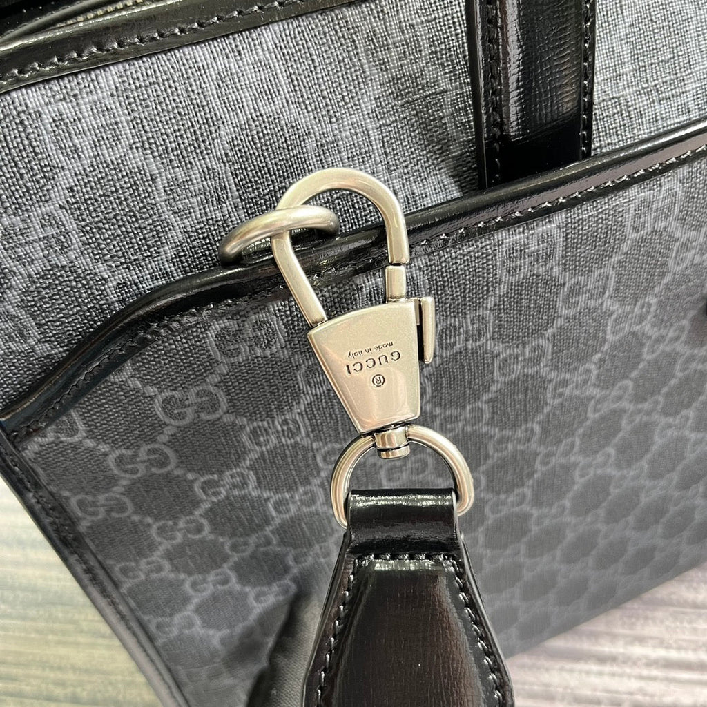 Gucci Briefcase 40 with Interlocking G Black Canvas Bag