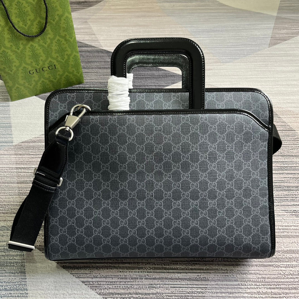 Gucci Briefcase 40 with Interlocking G Black Canvas Bag