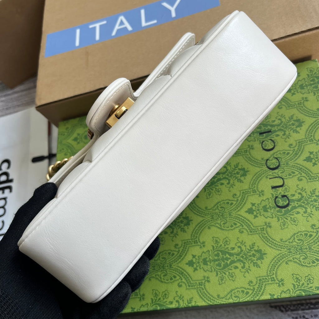 Gucci Marmont Small 22 Bag in White Lambskin