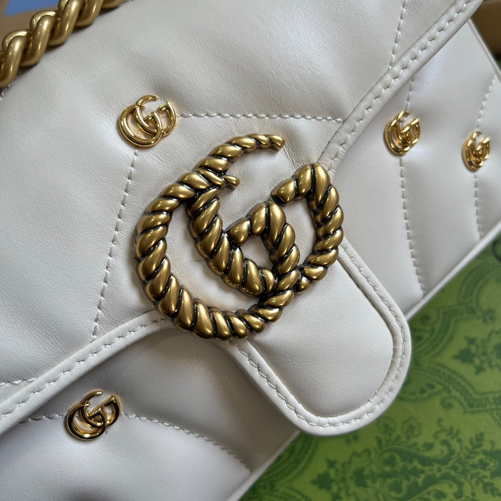 Gucci Marmont Small 22 Bag in White Lambskin