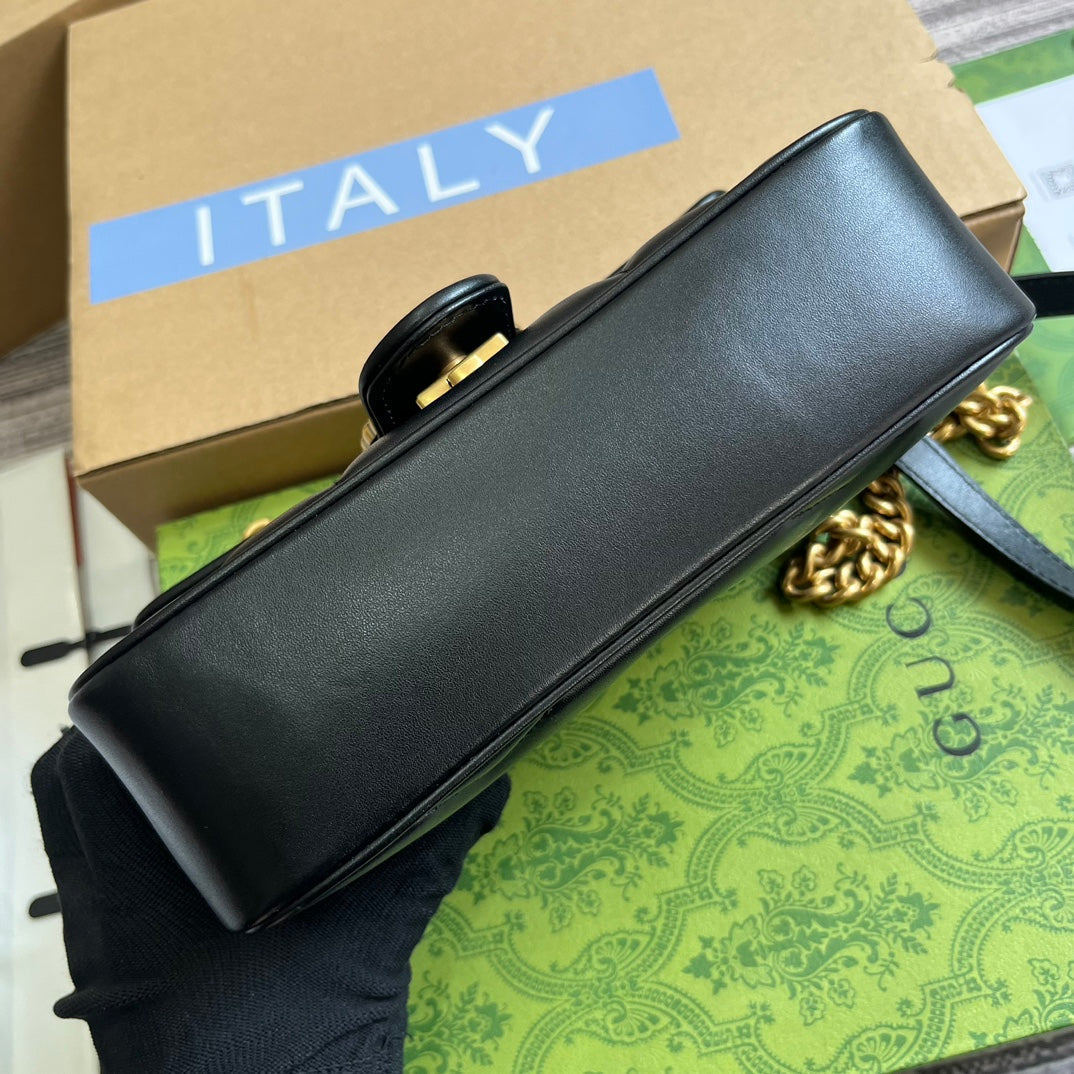 Gucci Marmont Small 22 Bag in Black Lambskin