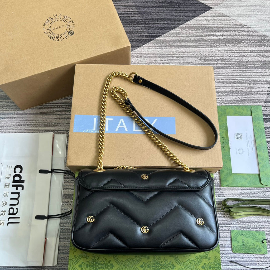 Gucci Marmont Medium 26 Bag in Black Lambskin