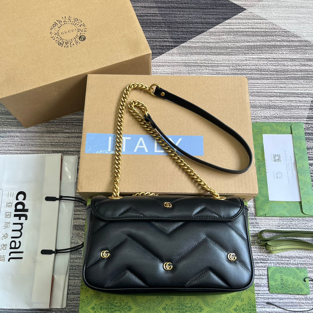 Gucci Marmont Medium 26 Bag in Black Lambskin