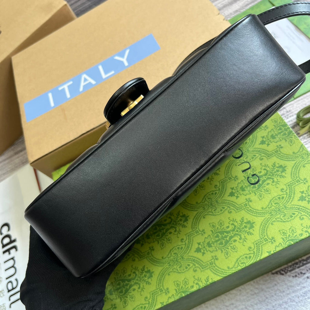 Gucci Marmont Medium 26 Bag in Black Lambskin