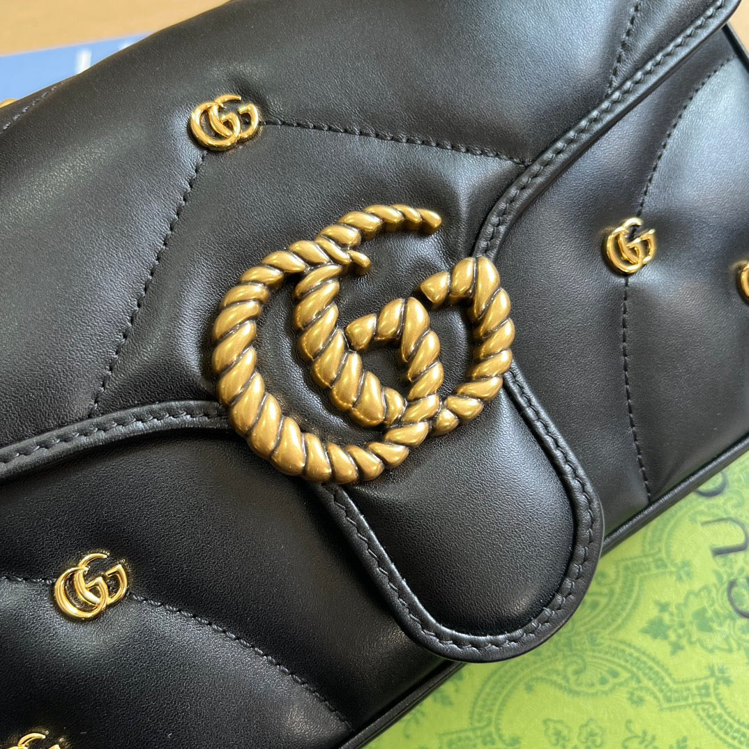 Gucci Marmont Medium 26 Bag in Black Lambskin