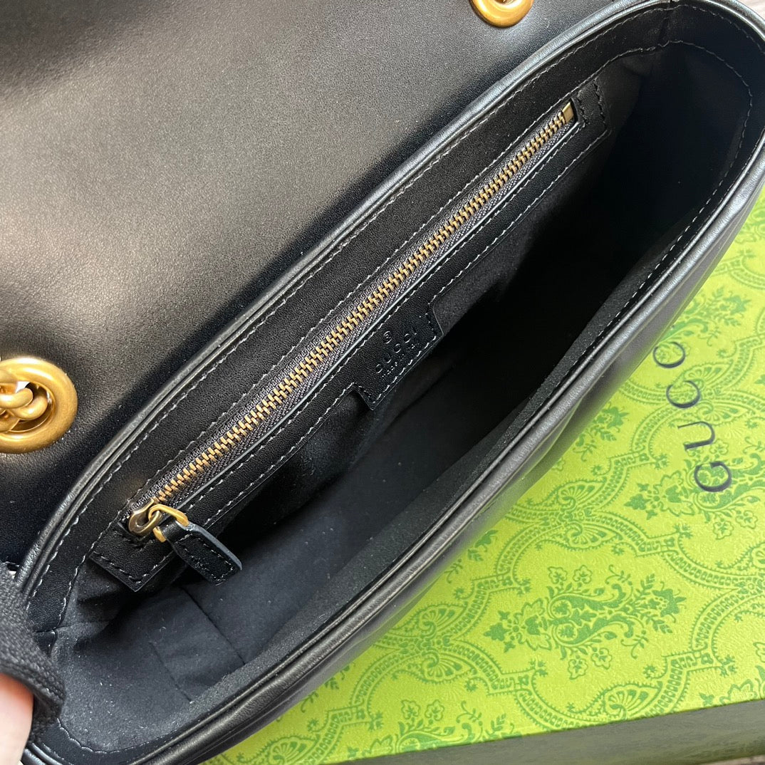 Gucci Marmont Medium 26 Bag in Black Lambskin