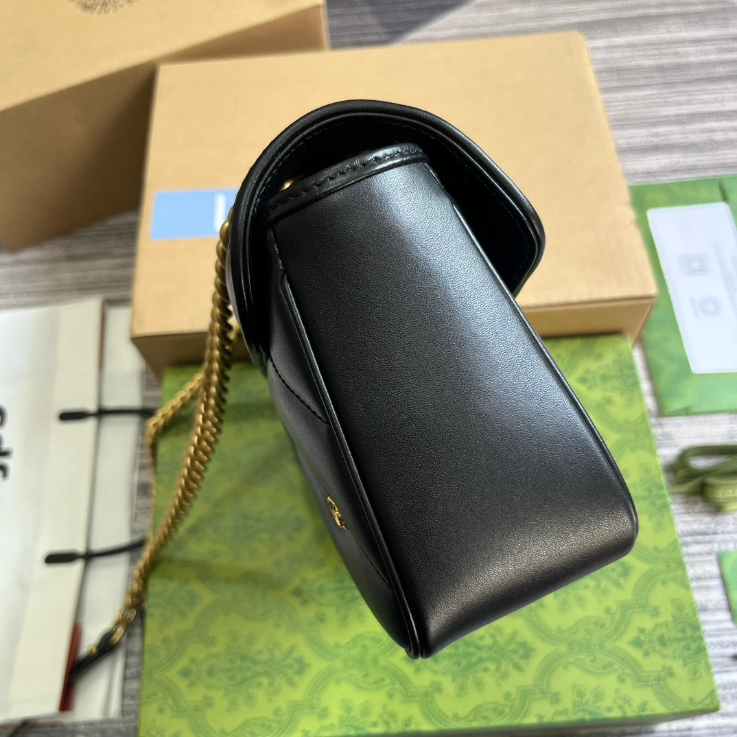 Gucci Marmont Medium 26 Bag in Black Lambskin