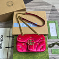 Gucci Marmont Mini 22 Bag in Bright Pink Velvet