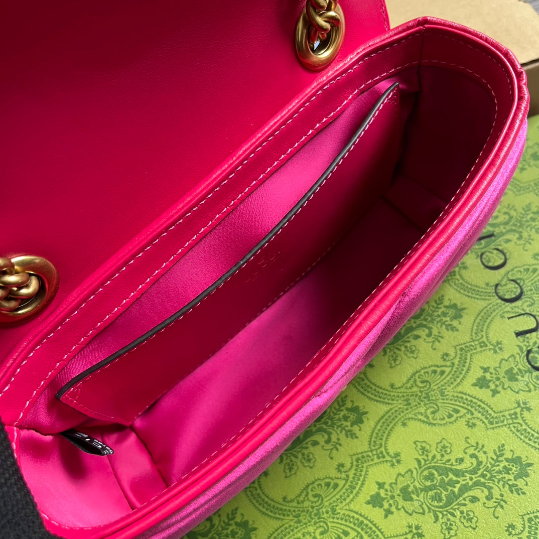 Gucci Marmont Mini 22 Bag in Bright Pink Velvet