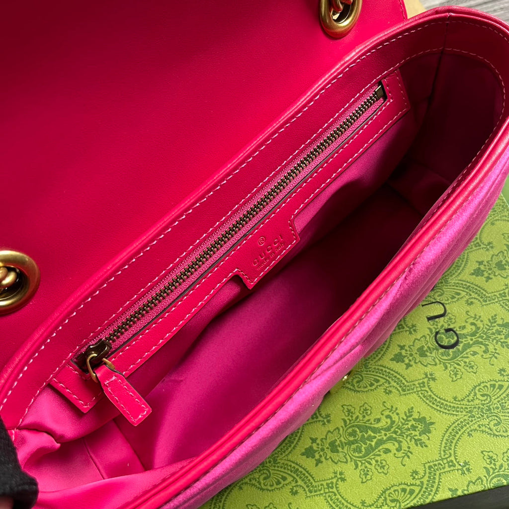 Gucci Marmont Medium 26 Bag in Bright Pink Velvet