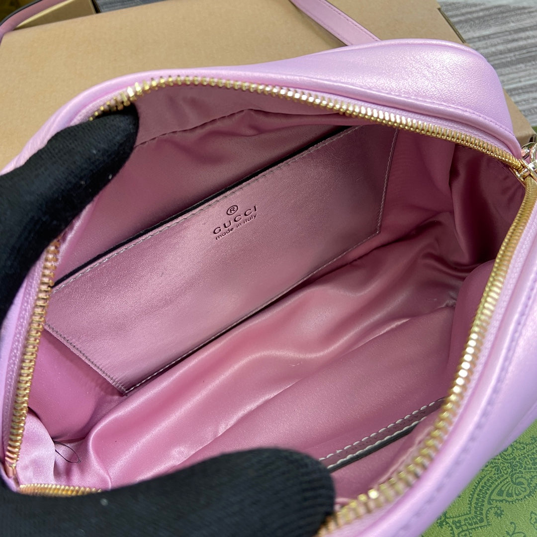 Gucci Marmont 24 Small Matelassé Shoulder Bag Ligth Pink Calfskin