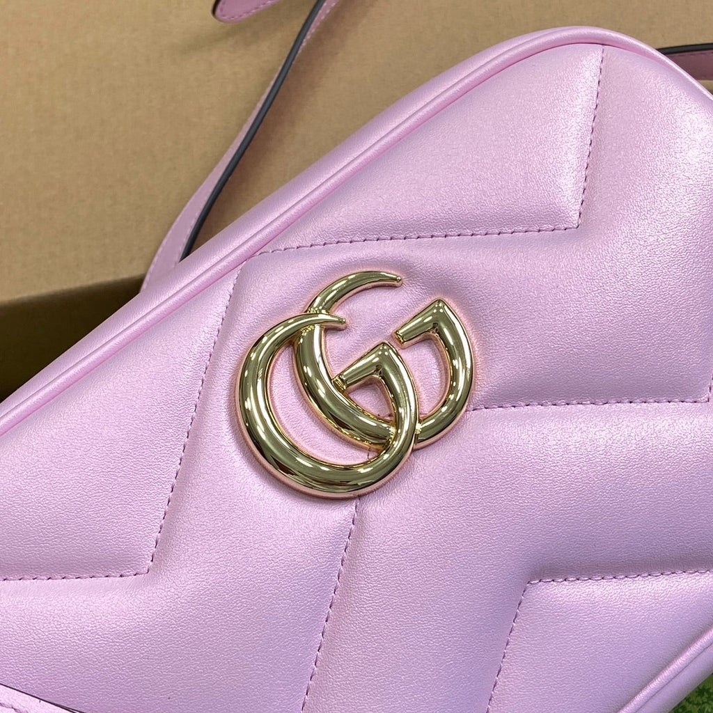 Gucci Marmont 24 Small Matelassé Shoulder Bag Ligth Pink Calfskin