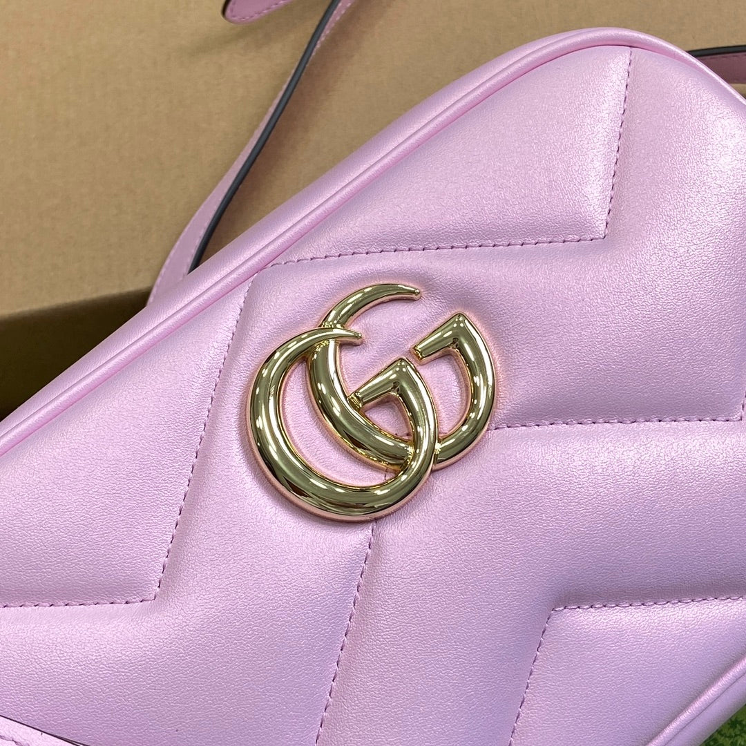 Gucci Marmont 24 Small Matelassé Shoulder Bag Ligth Pink Calfskin