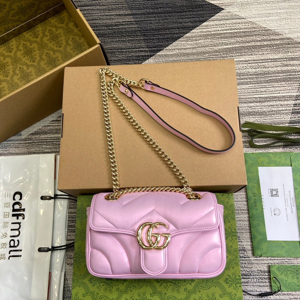 Gucci Marmont 23 Small Shoulder Bag Light Pink Calfskin
