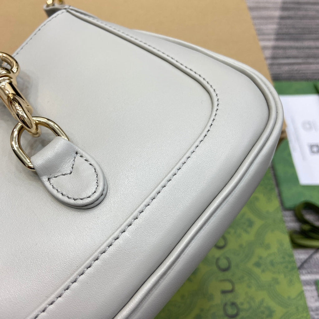 Gucci Jackie Notte Mini Bag 19 in White Calfskin Gold Hardware