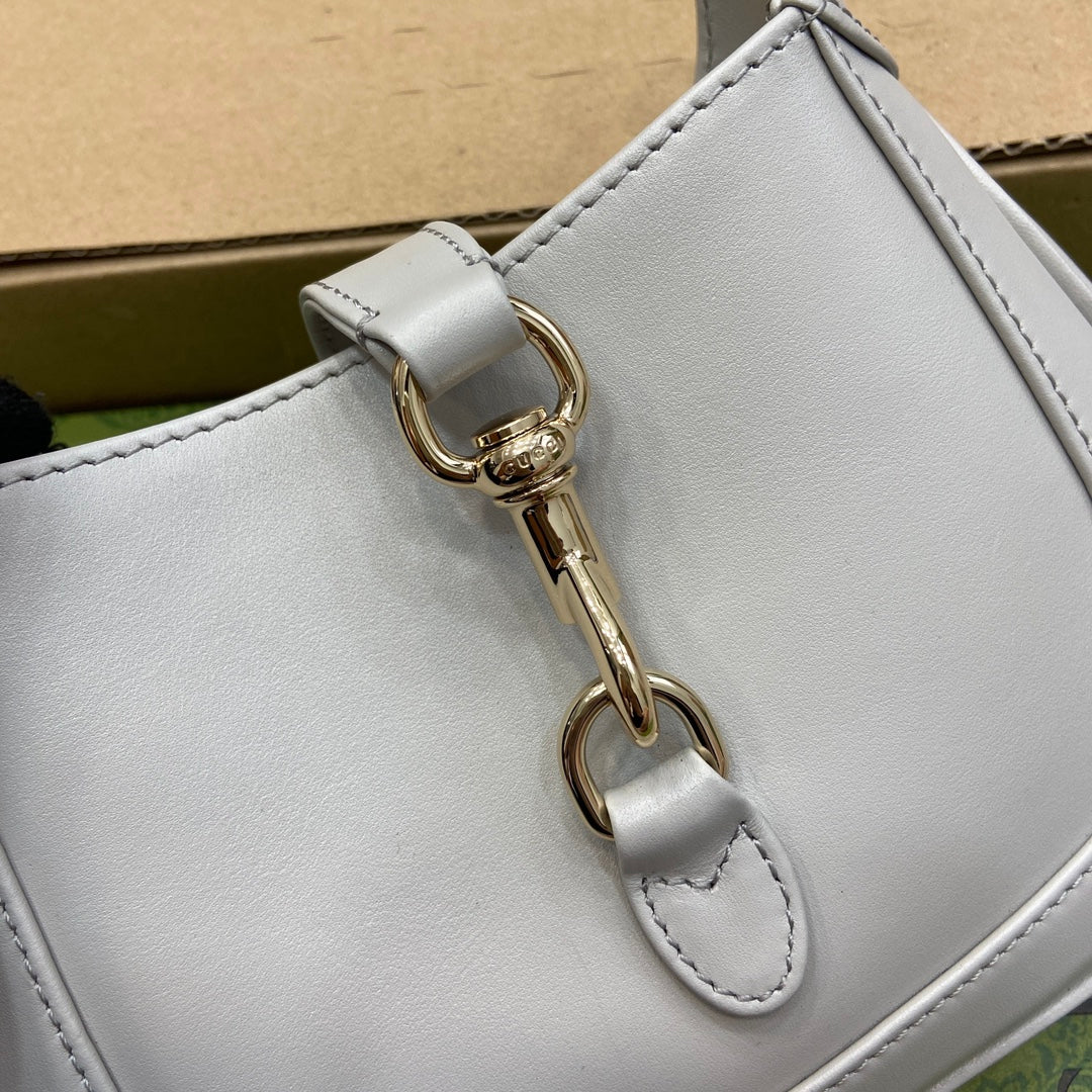 Gucci Jackie Notte Mini Bag 19 in White Calfskin Gold Hardware