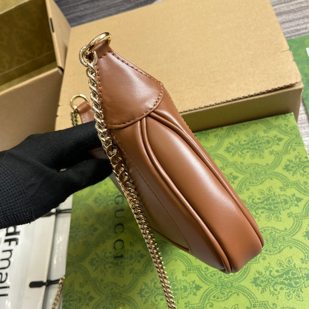 Gucci Jackie Notte Mini Bag 19 in Tawny Brown Calfskin Gold Hardware