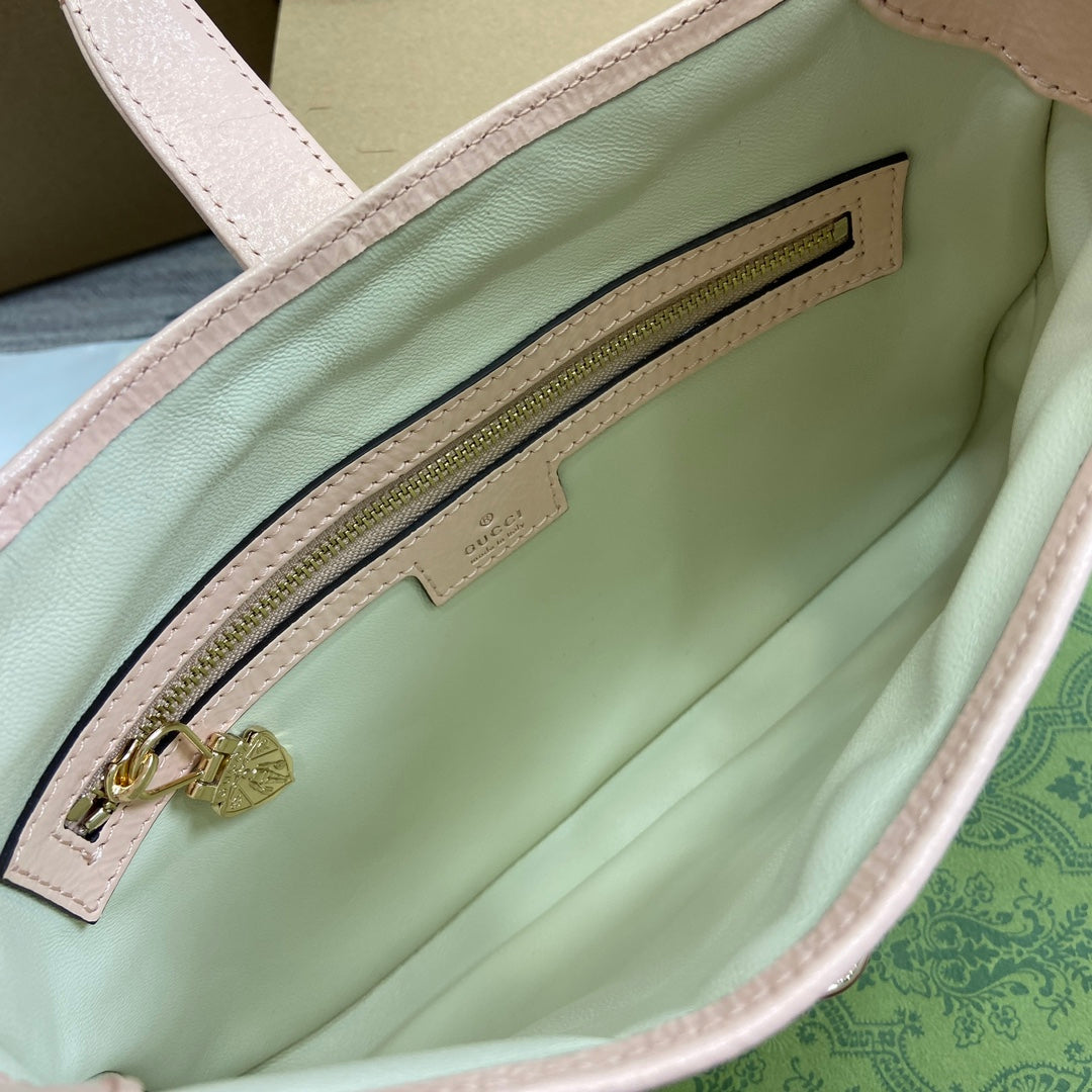 Gucci Jackie Small Shoulder Bag 27 in Light Pink Cracked Lacquer Calfskin Gold Hardware