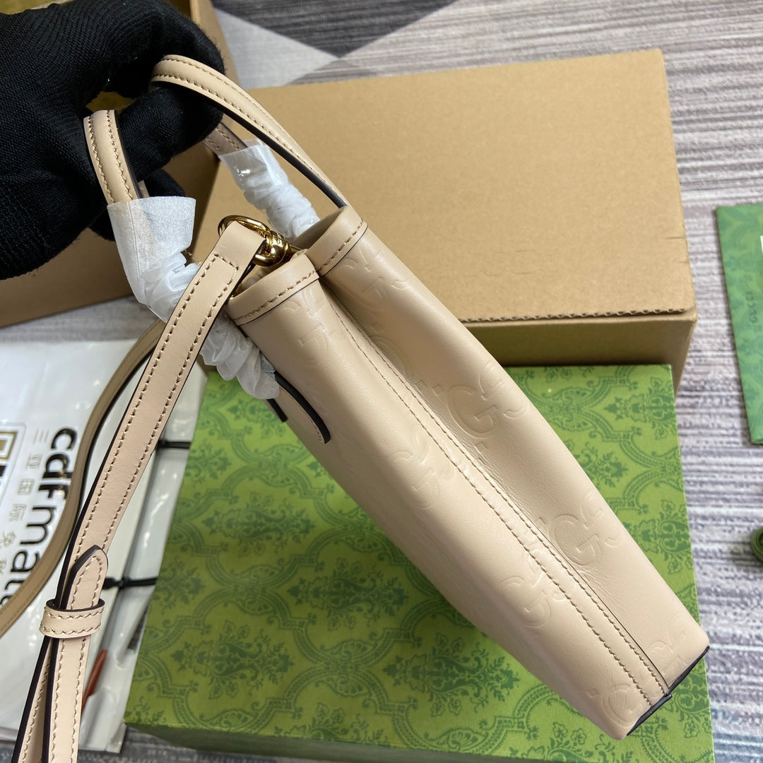 Gucci 20 Super Mini Bag with Strap in Beige Calfskin