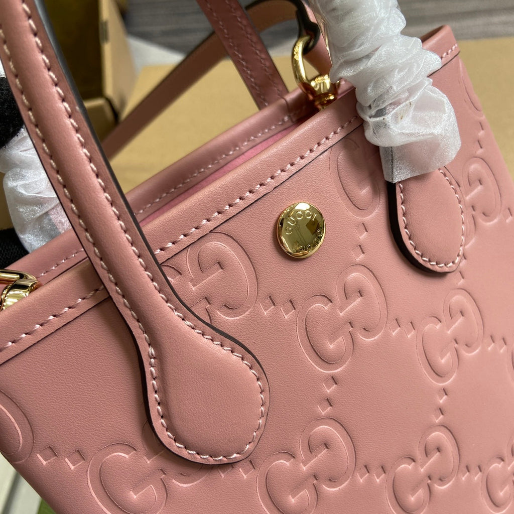 Gucci 20 Super Mini Bag with Strap in Light Pink Calfskin