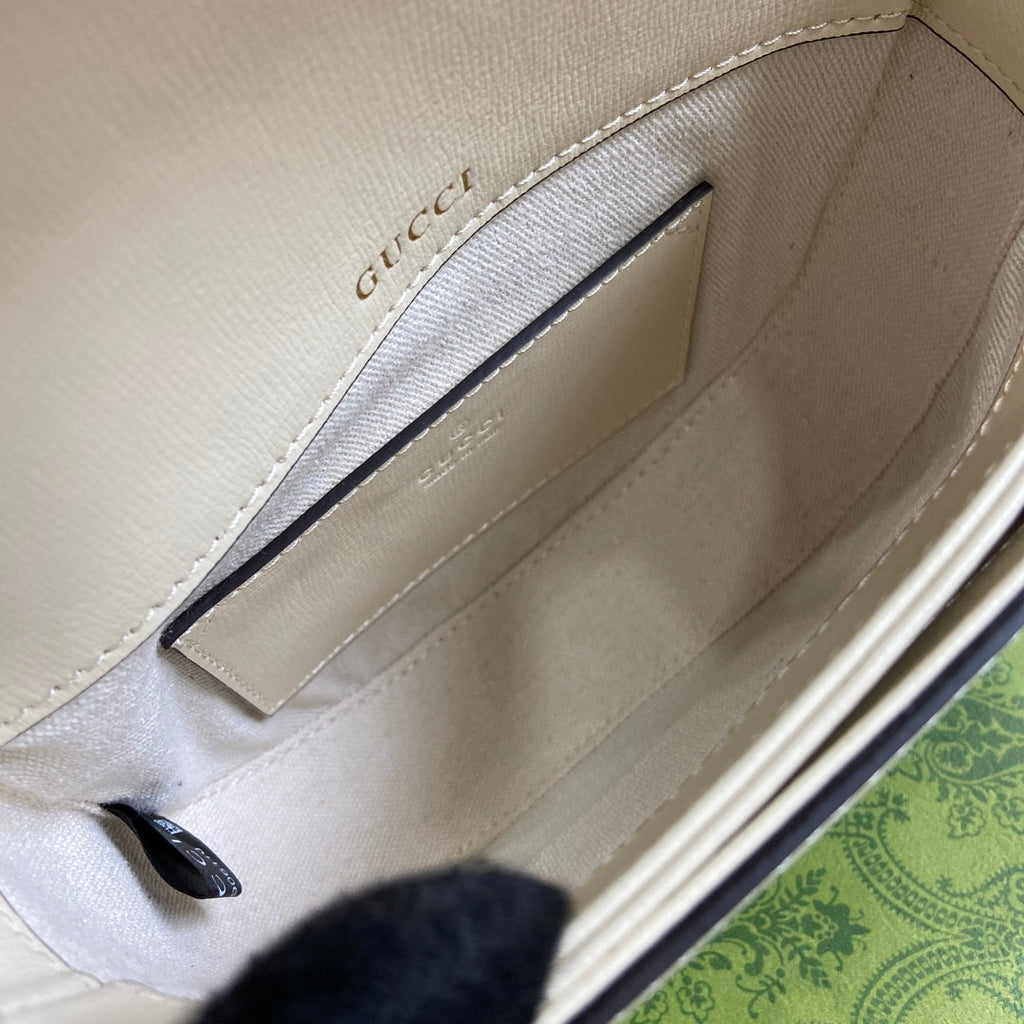 Gucci Horsebit 1955 Mini Top Handle Bag 18 in White Calfskin Gold Hardware