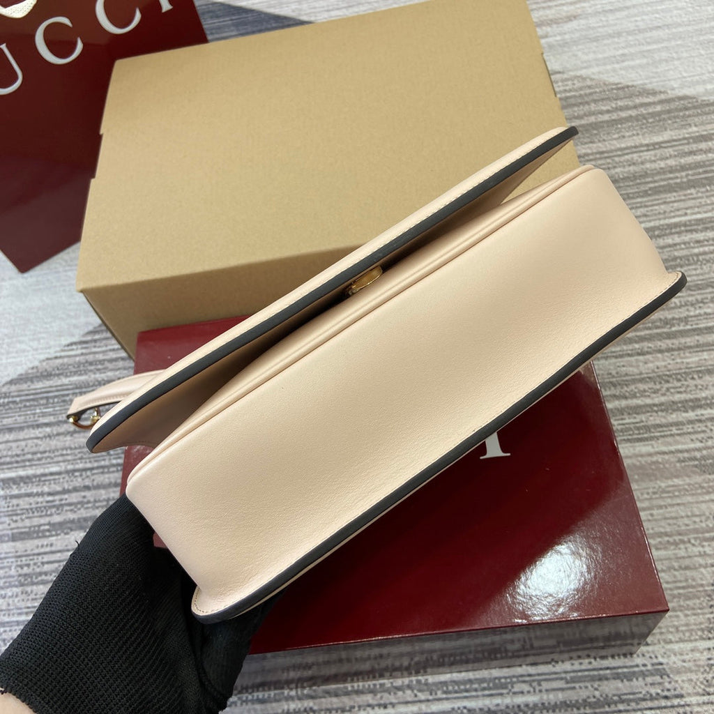 Gucci Blondie Small Shoulder Bag 26 in Beige Calfskin Gold Hardware