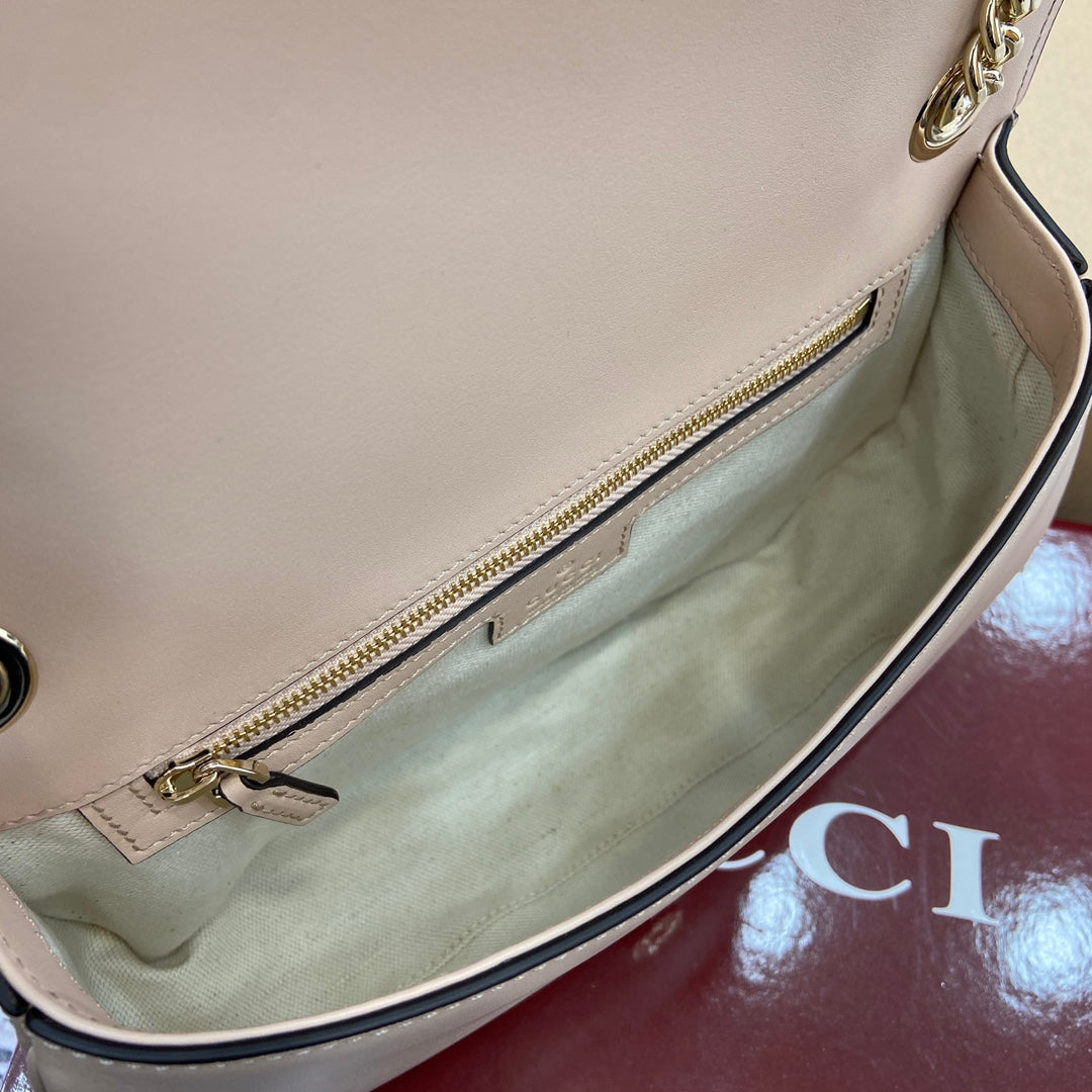 Gucci Blondie Small Shoulder Bag 26 in Beige Calfskin Gold Hardware