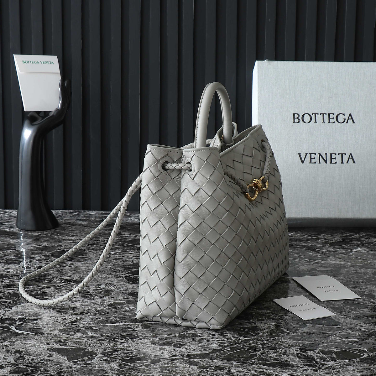 Bottega Veneta Medium Andiamo 32cm Grey Lambskin Bag
