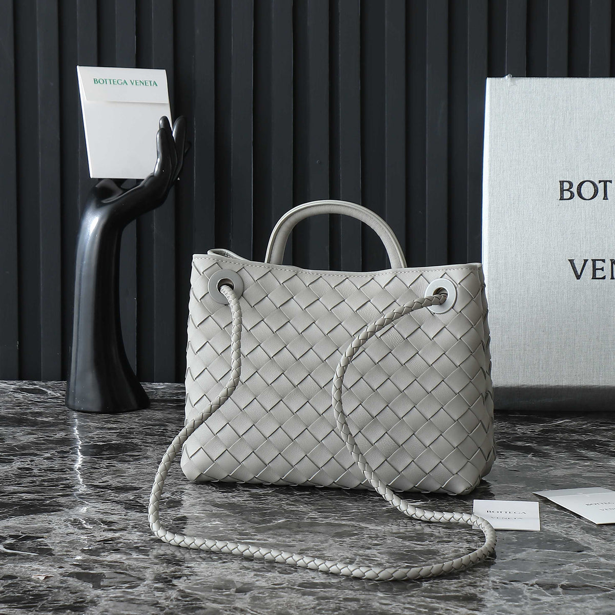 Bottega Veneta Small Andiamo 25cm Grey Lambskin Bag