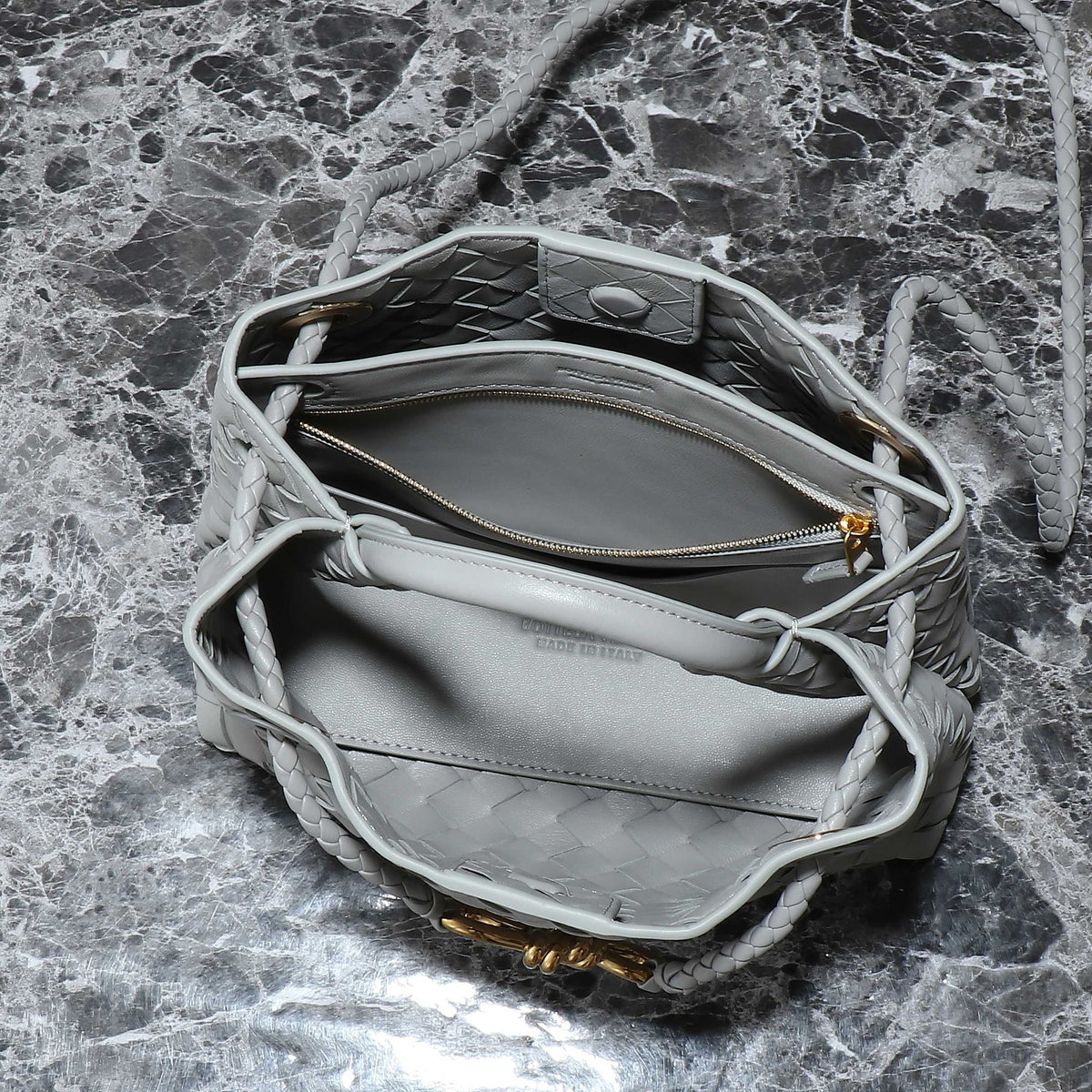 Bottega Veneta Small Andiamo 25cm Grey Lambskin Bag