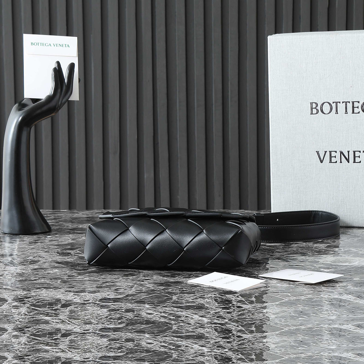 Bottega Veneta 25S Diago 22 in Black Calfskin Patent Silver Hardware Bag