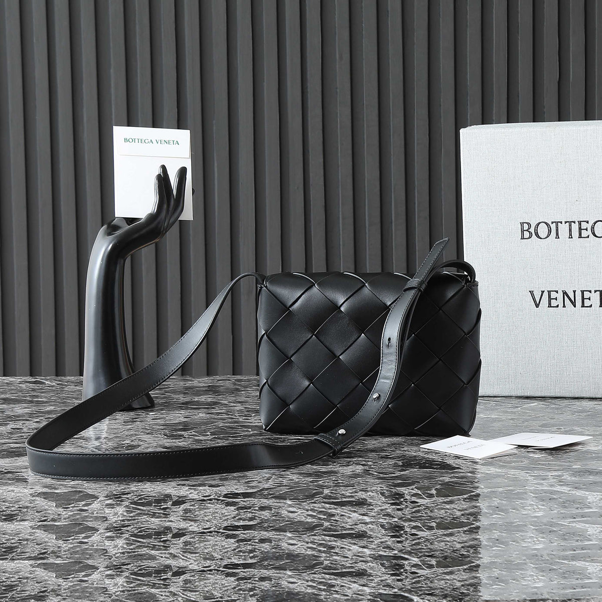 Bottega Veneta 25S Diago 22 in Black Calfskin Patent Silver Hardware Bag