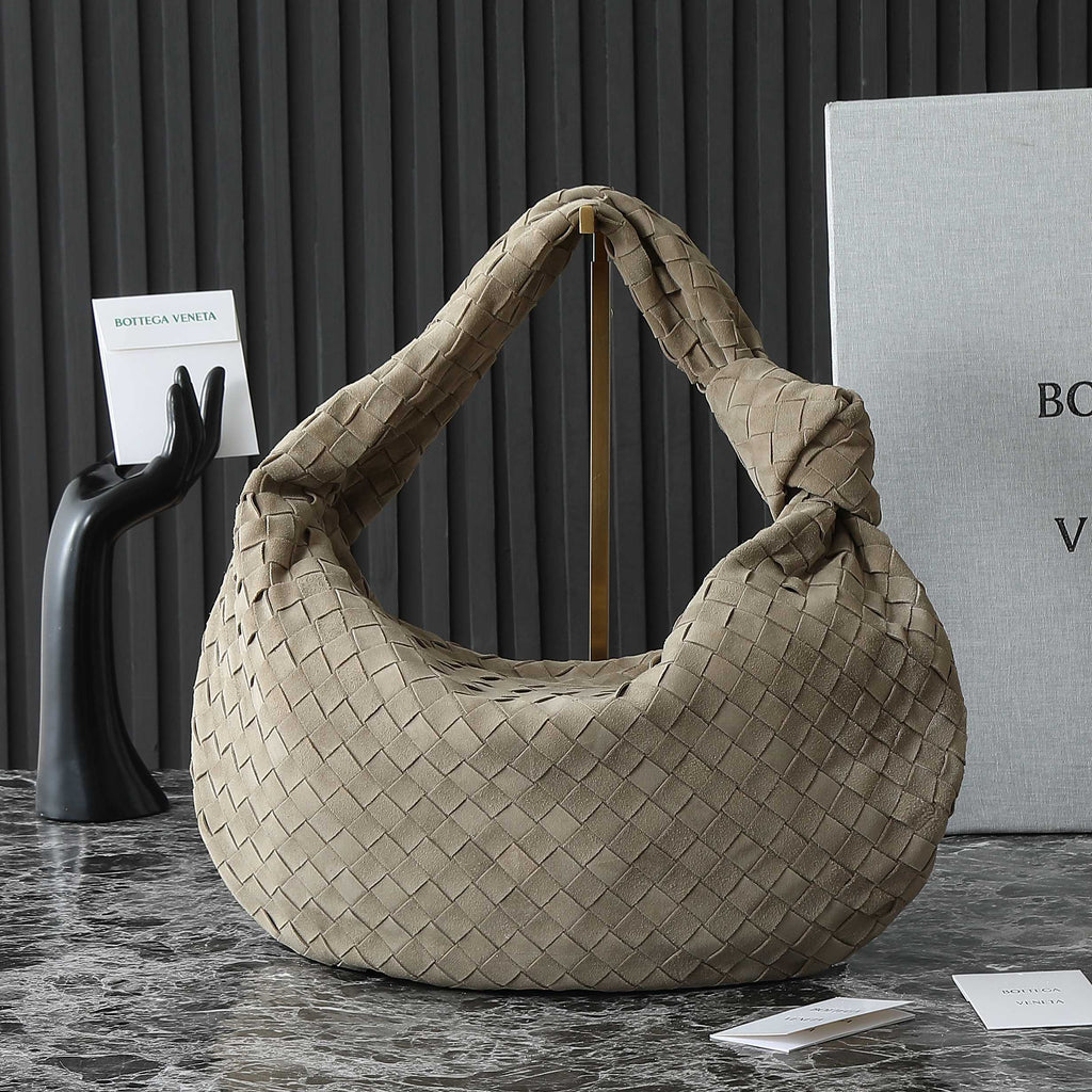 Bottega Veneta 25S Small Jodie 48 in Muted Taupe Suede Gold Hardware Bag