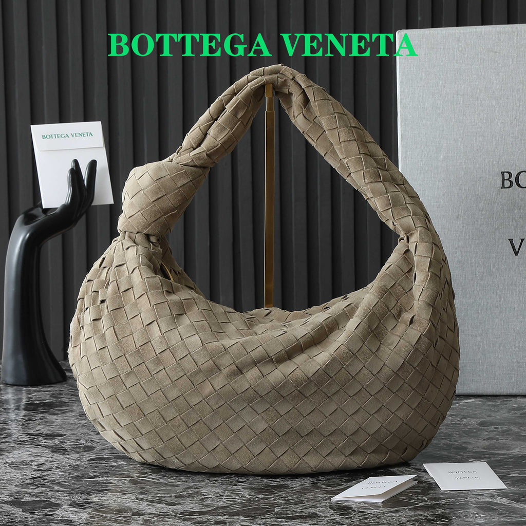 Bottega Veneta 25S Small Jodie 48 in Muted Taupe Suede Gold Hardware Bag
