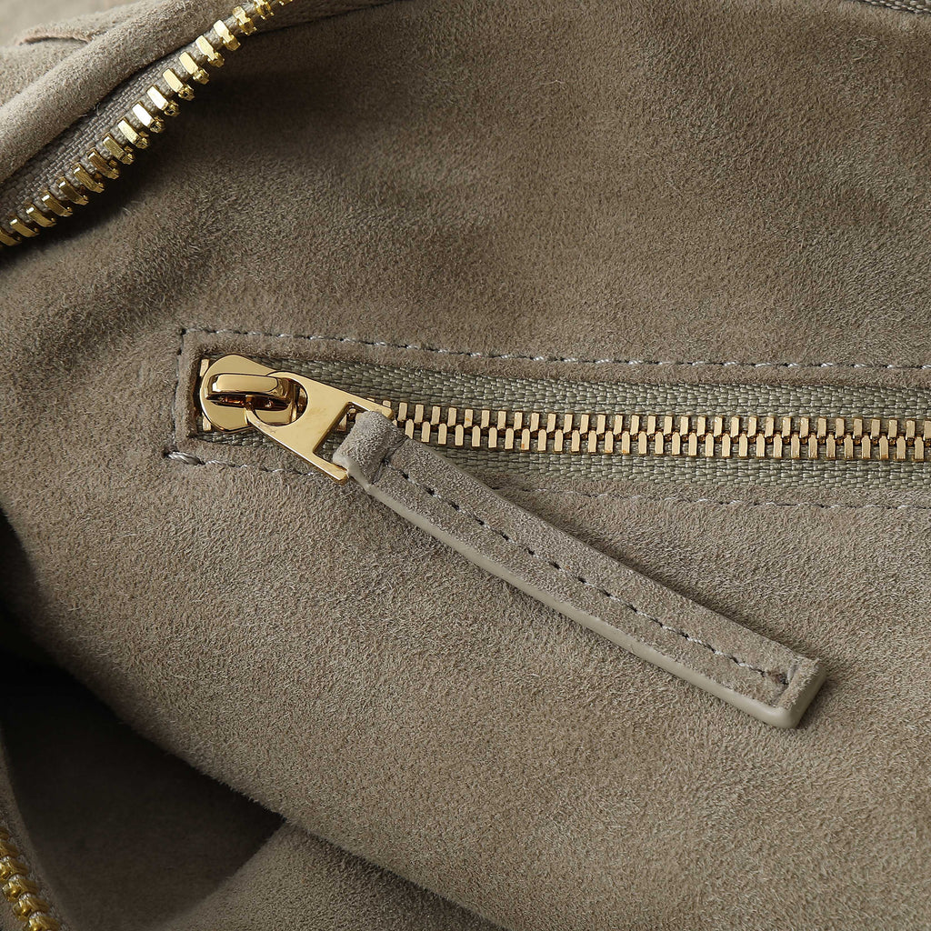 Bottega Veneta 25S Small Jodie 48 in Muted Taupe Suede Gold Hardware Bag