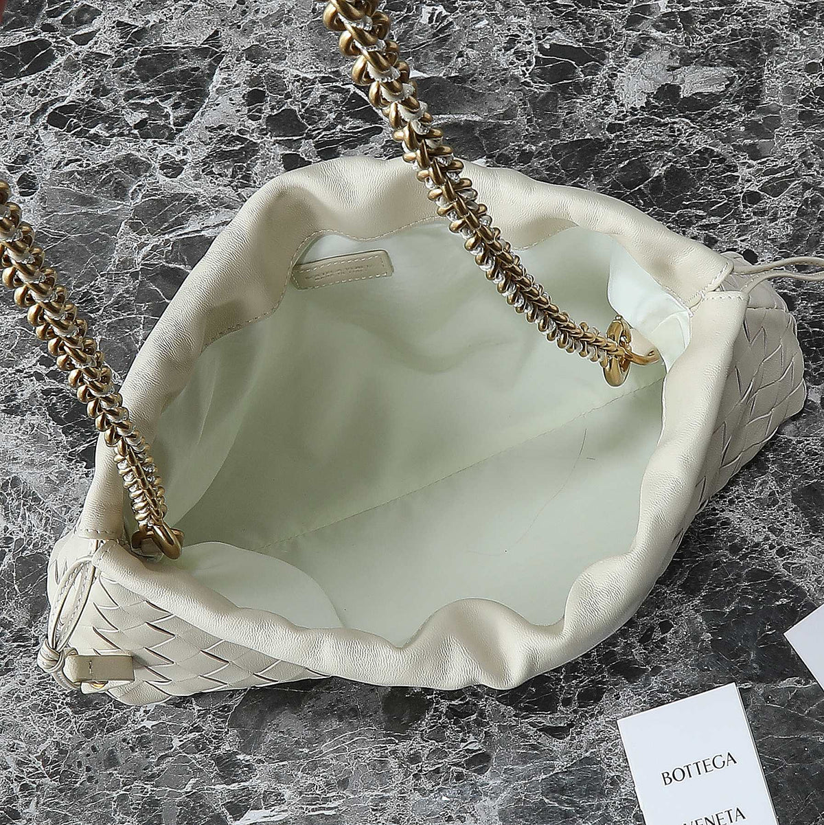 Bottega Veneta 25S Dustbag Notte 33 in Ivory Calfskin Gold Hardware Bag