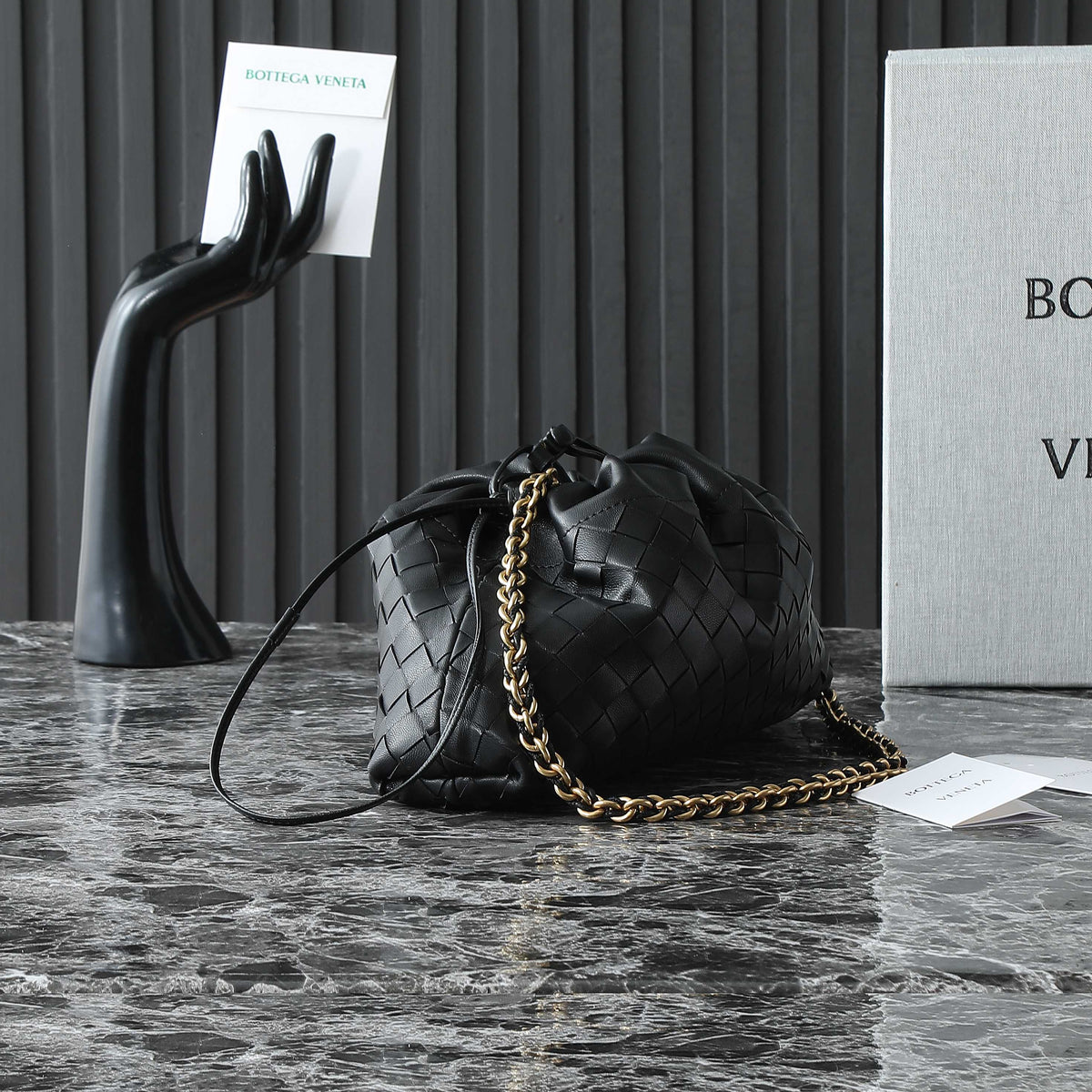 Bottega Veneta 25S Dustbag Notte 33 in Black Calfskin Gold Hardware Bag