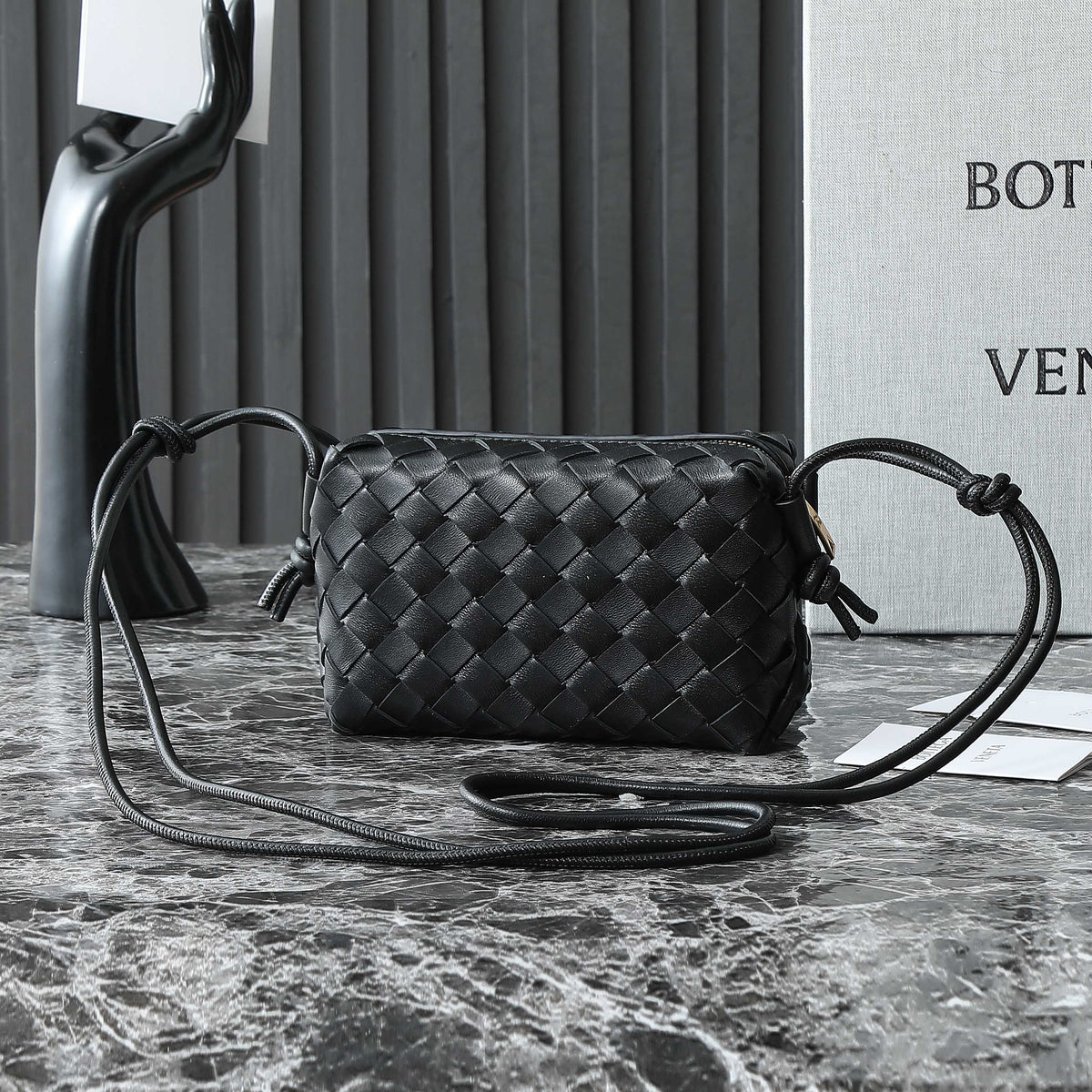 Bottega Veneta Bv Mini Loop 17cm Black Calfskin Bag