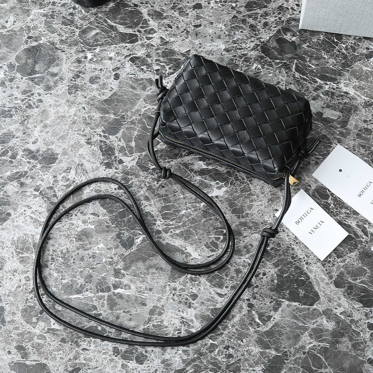 Bottega Veneta Bv Mini Loop 17cm Black Calfskin Bag