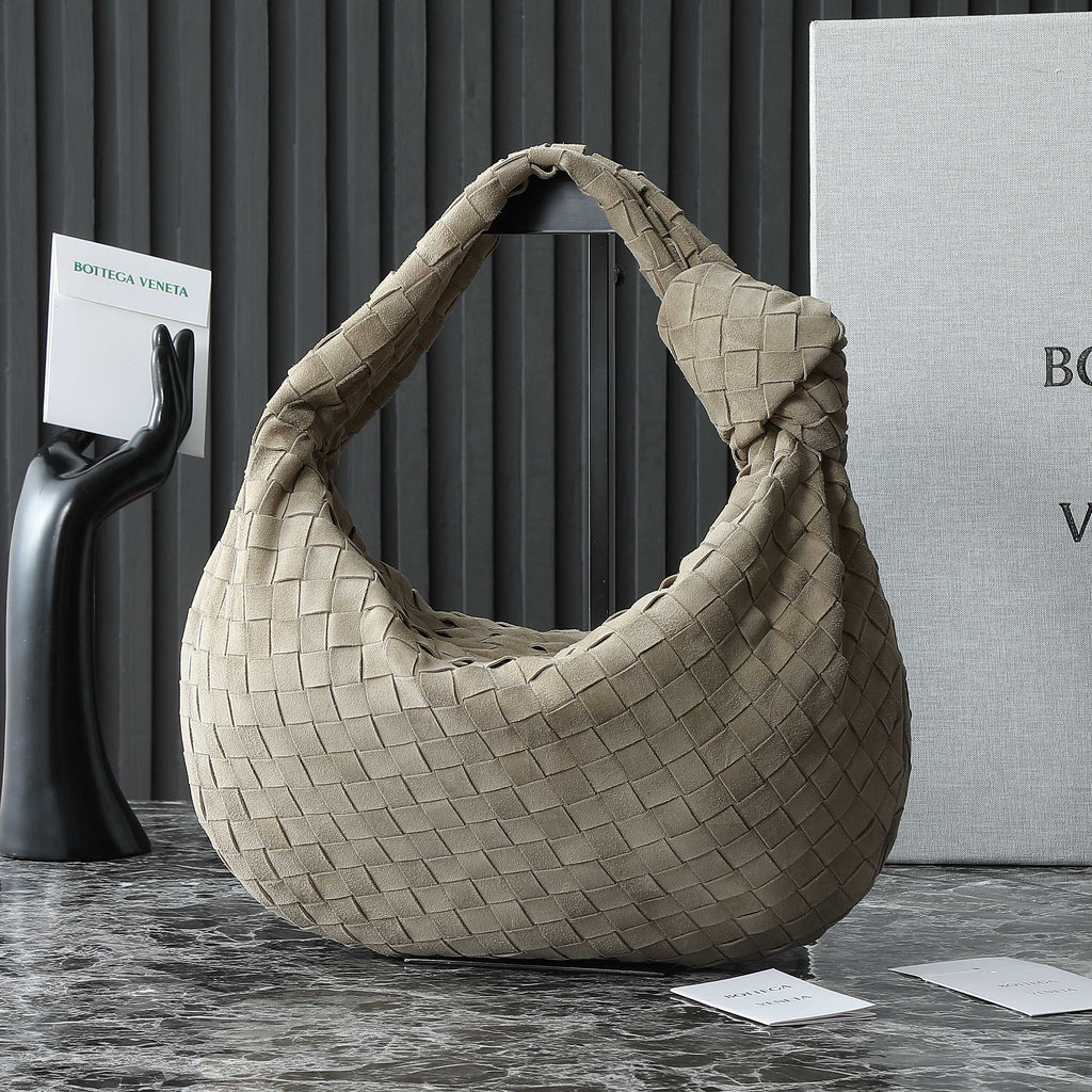 Bottega Veneta 25S Small Jodie 36 in Muted Taupe Suede Gold Hardware Bag