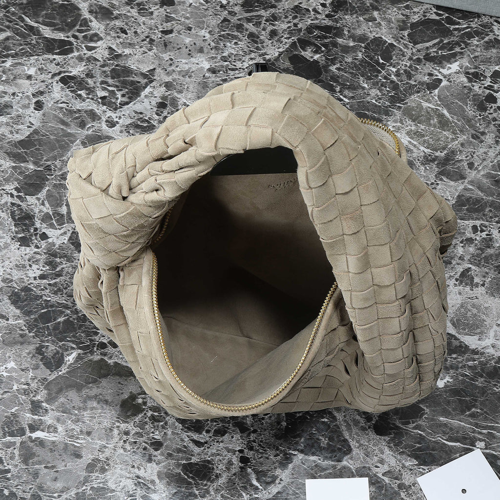 Bottega Veneta 25S Small Jodie 36 in Muted Taupe Suede Gold Hardware Bag