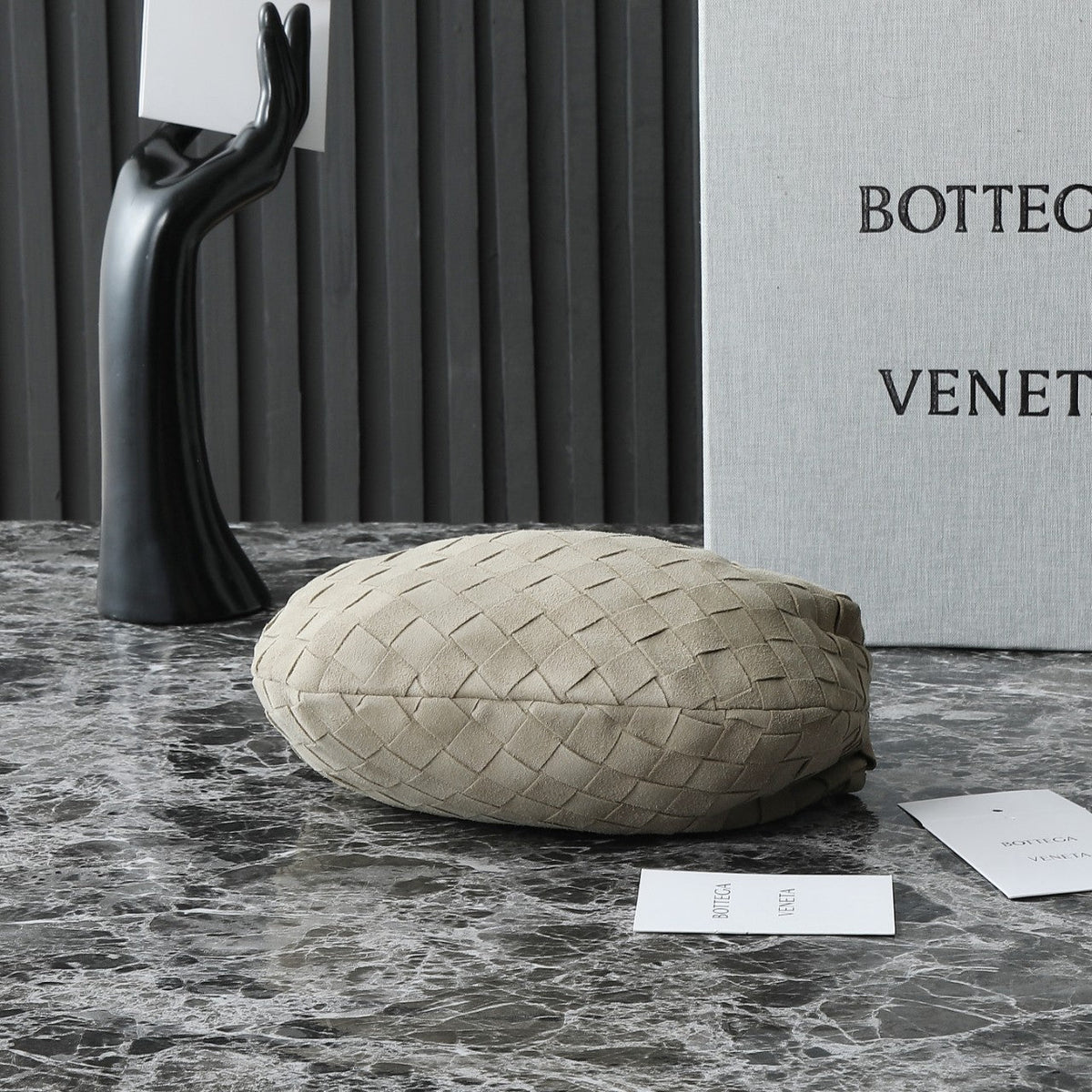 Bottega Veneta 25S Mini Jodie 28 in Muted Taupe Suede Gold Hardware Bag