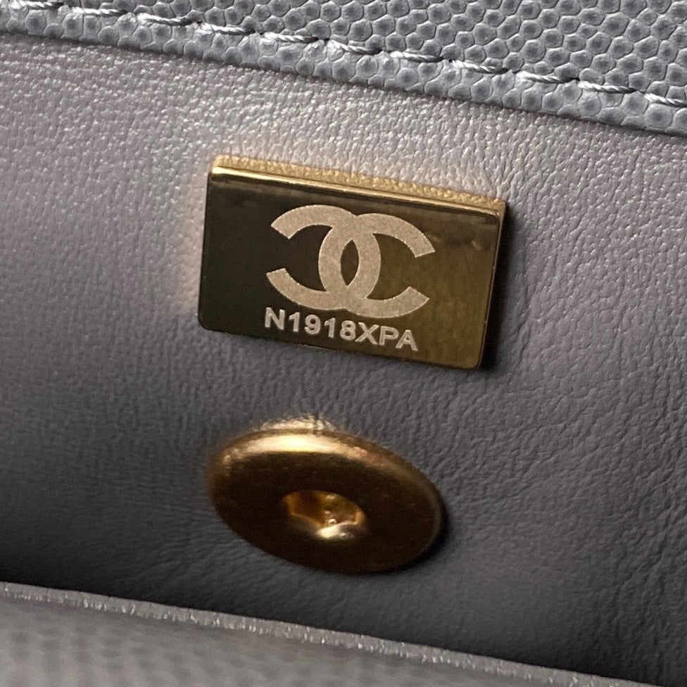 Chanel 25S Coco Handle Bag 23 in Dark Grey Caviar with Gold Hardware