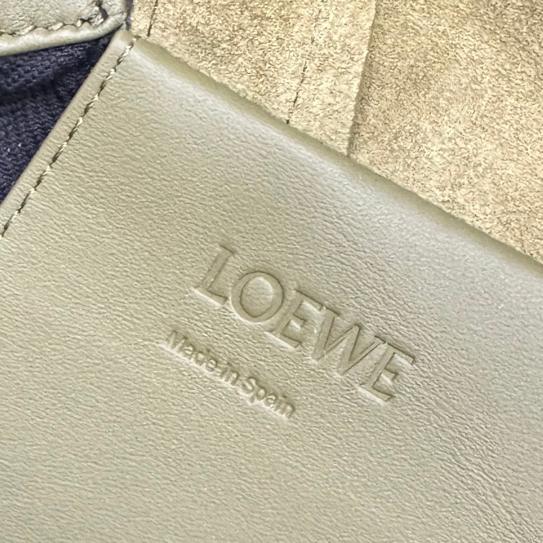 Loewe Flamenco 40 Backpack in Crocodile Green Shiny Supple Calfskin