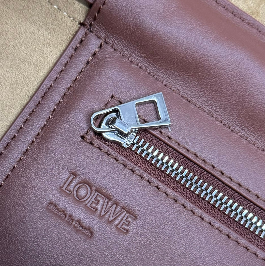 Flamenco Satchel 34 in Pecan Brown Shiny Supple Calfskin