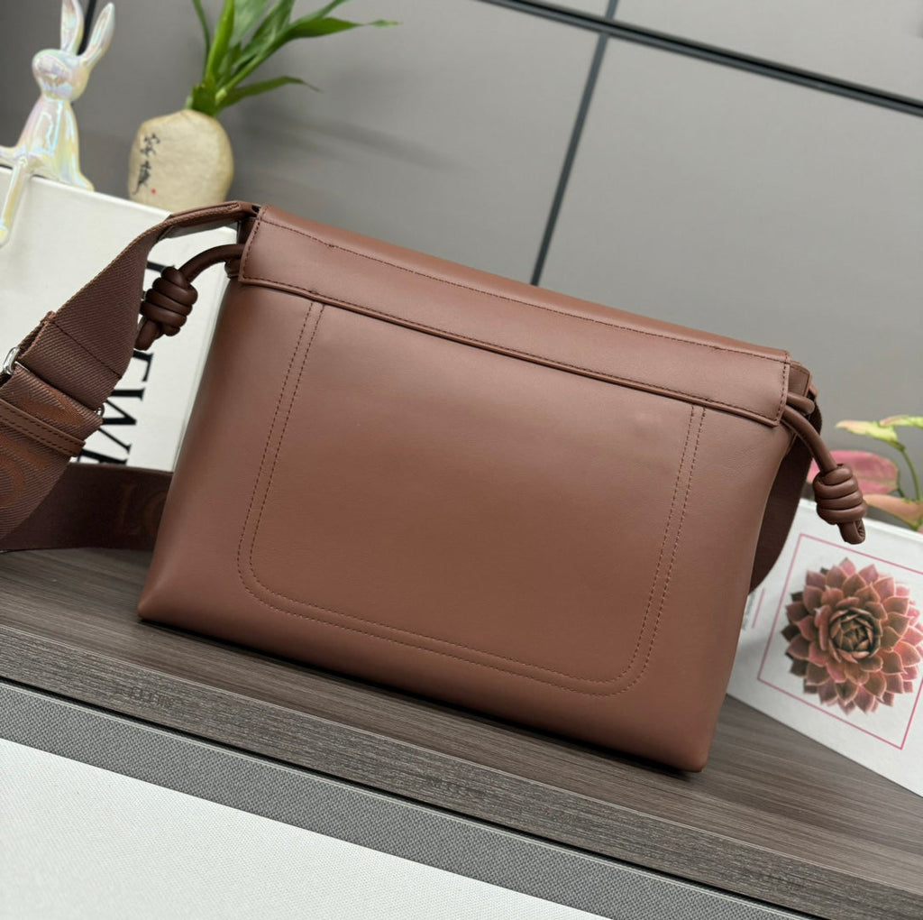 Flamenco Satchel 34 in Pecan Brown Shiny Supple Calfskin