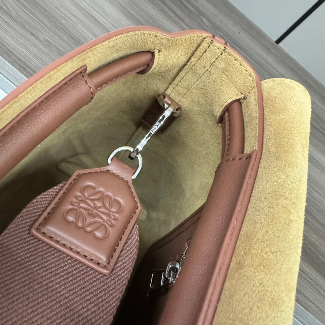Flamenco Satchel 34 in Pecan Brown Shiny Supple Calfskin