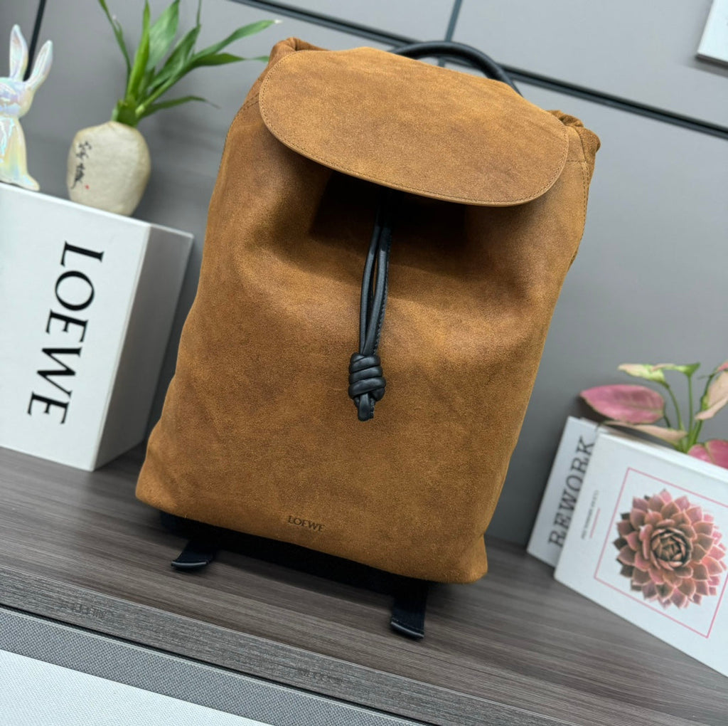 Loewe Flamenco 40 Backpack in Cinnamon Brown Suede